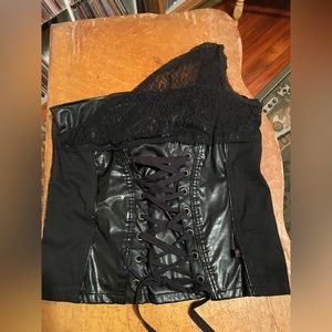 Tripp XXL Vintage Vegan Leather and Lace Corset
